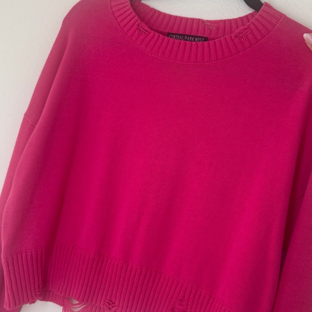 Central Park West Fuchsia Crew Neck Sweater - Picture 3 of 4